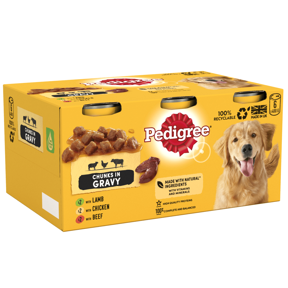 PEDIGREE® Chunks in Gravy Wet Dog Food Tins 6 x 400g, 12 x 400g