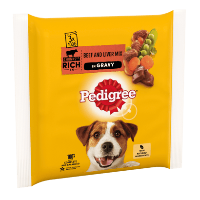 Wet Dog Food Pouches with Beef in Gravy