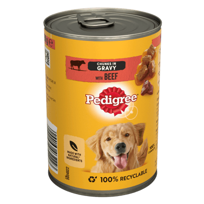 Chunks in Gravy with Beef Adult Wet Dog Food Tin